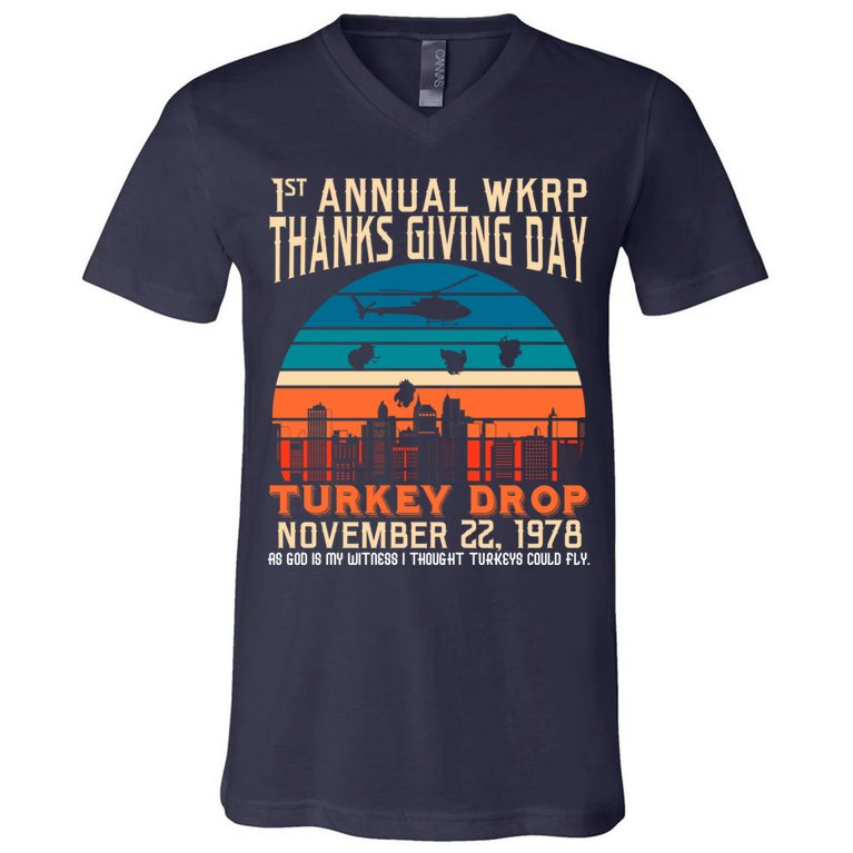 WKRP Turkey Drop 1978 V-Neck T-Shirt