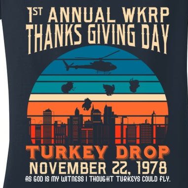 WKRP Turkey Drop 1978 Women's V-Neck T-Shirt