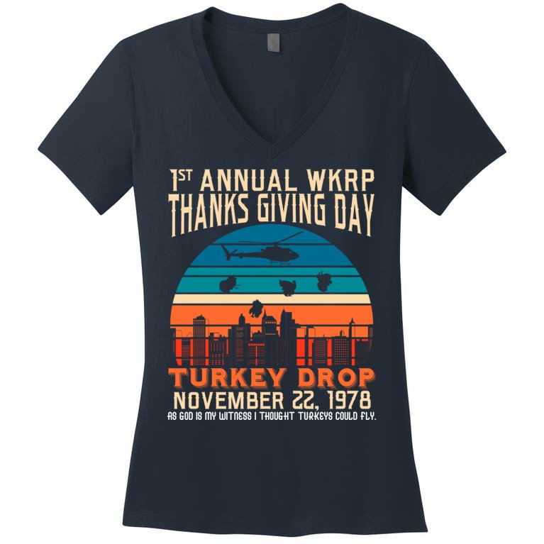 WKRP Turkey Drop 1978 Women's V-Neck T-Shirt