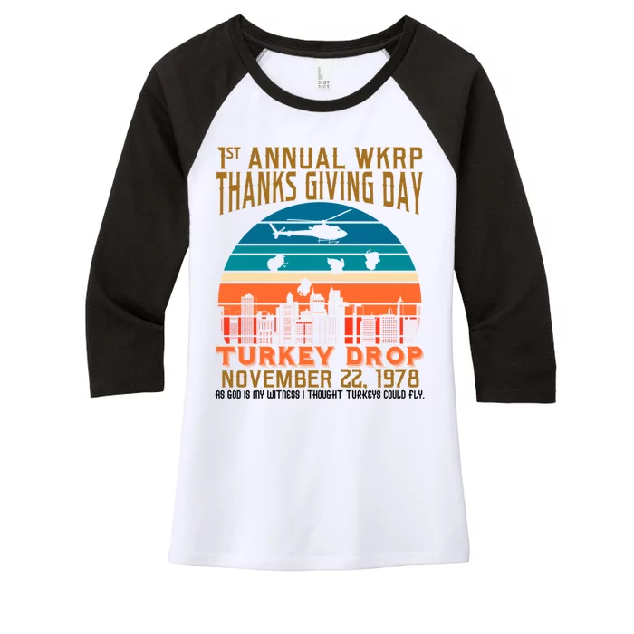 WKRP Turkey Drop 1978 Women's Tri-Blend 3/4-Sleeve Raglan Shirt