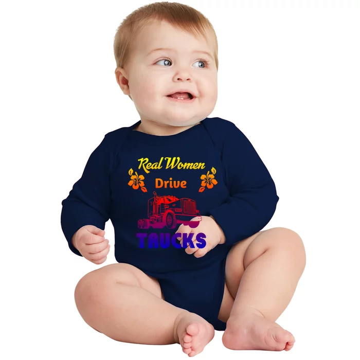 Wo Trucker Driver Semicute Gifttruck Big Rig 2 Gift Baby Long Sleeve Bodysuit