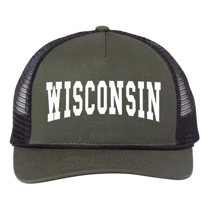 Wisconsin Throwback Design Classic Retro Rope Trucker Hat Cap