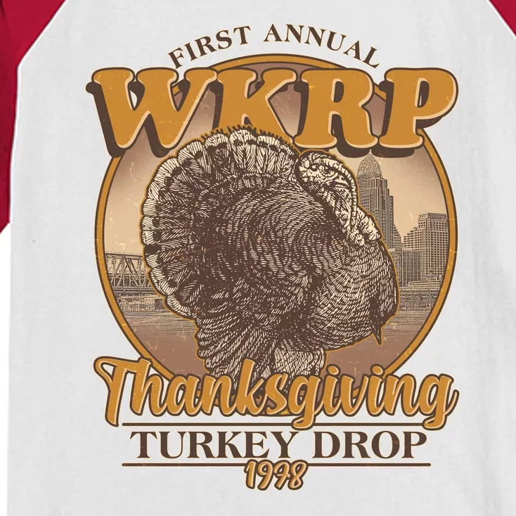 WKRP Turkey Drop 1978 Kids Colorblock Raglan Jersey