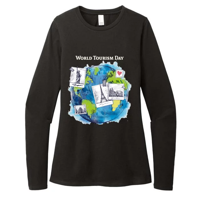 World Tourism Day Cool Gift Love To Travel Cool Gift World Globe Meaningful Gift Womens CVC Long Sleeve Shirt