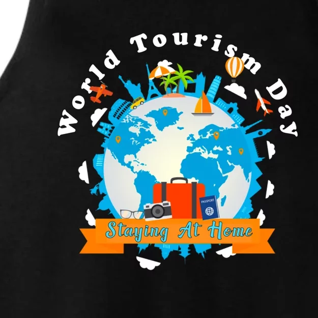 World Tourism Day Staying At Home Great Gift Ladies Tri-Blend Wicking Tank