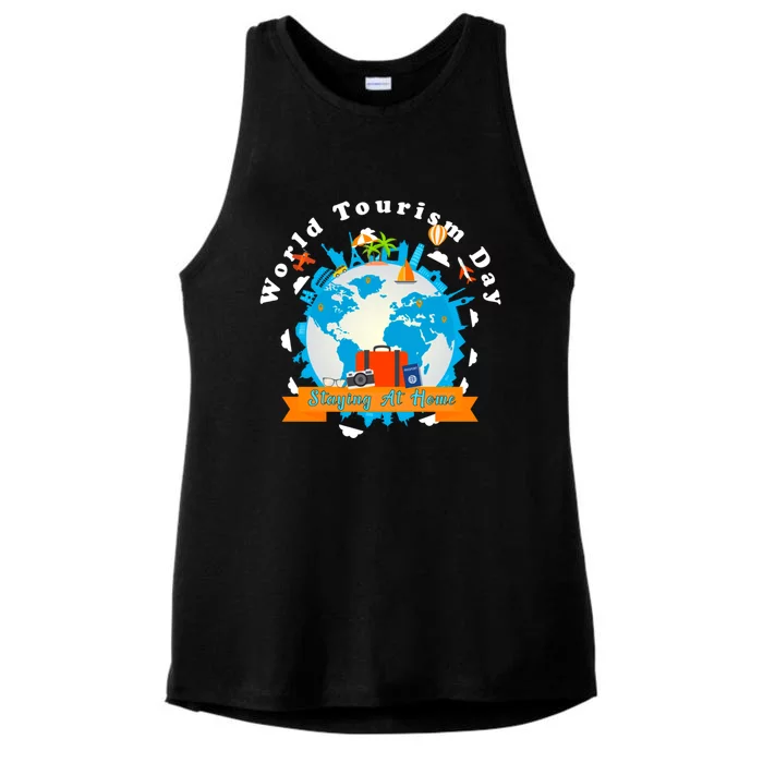 World Tourism Day Staying At Home Great Gift Ladies Tri-Blend Wicking Tank