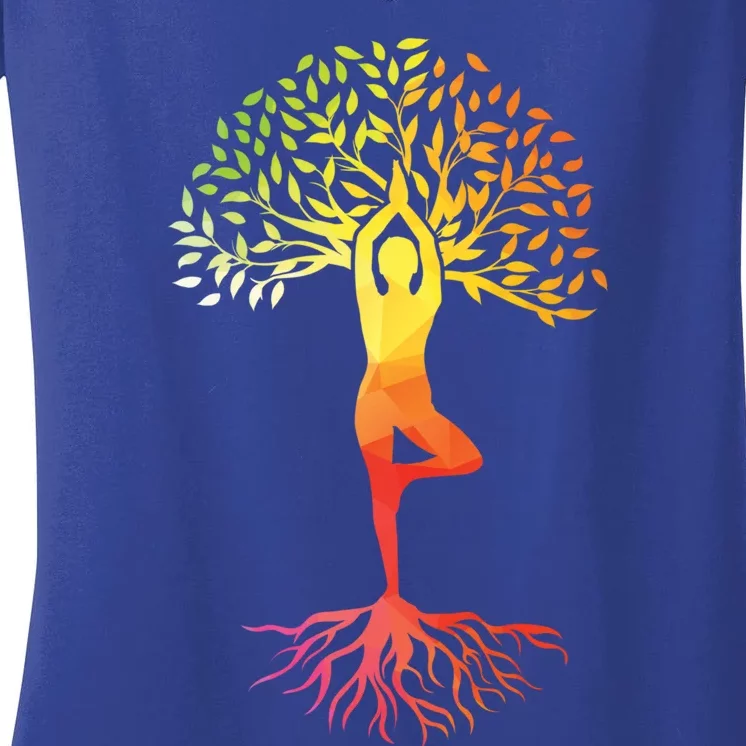 Wo Tie Dye Yoga Tree Of Life Yoga Zen Meditation Namaste Gift Women's V-Neck T-Shirt