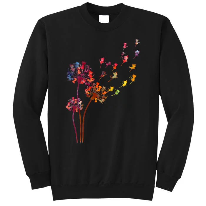 Wo Tie Dye Dandelion Cats Flower Colorful Pet Cat Tall Sweatshirt