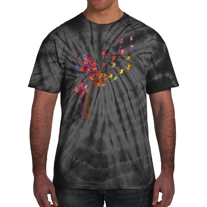 Wo Tie Dye Dandelion Cats Flower Colorful Pet Cat Tie-Dye T-Shirt