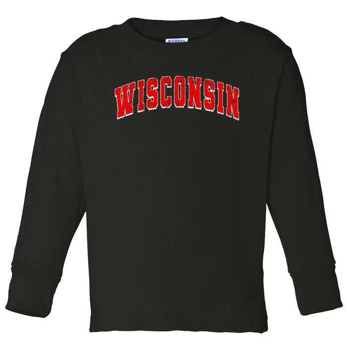 Wisconsin Throwback Design Classic Toddler Long Sleeve Shirt