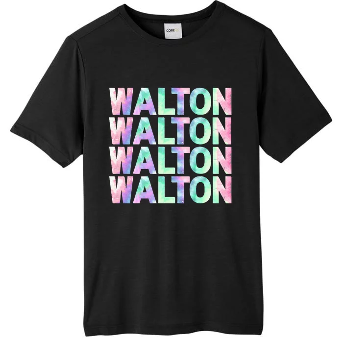 Walton Tie Dye Colorful Walton Name Repeated ChromaSoft Performance T-Shirt