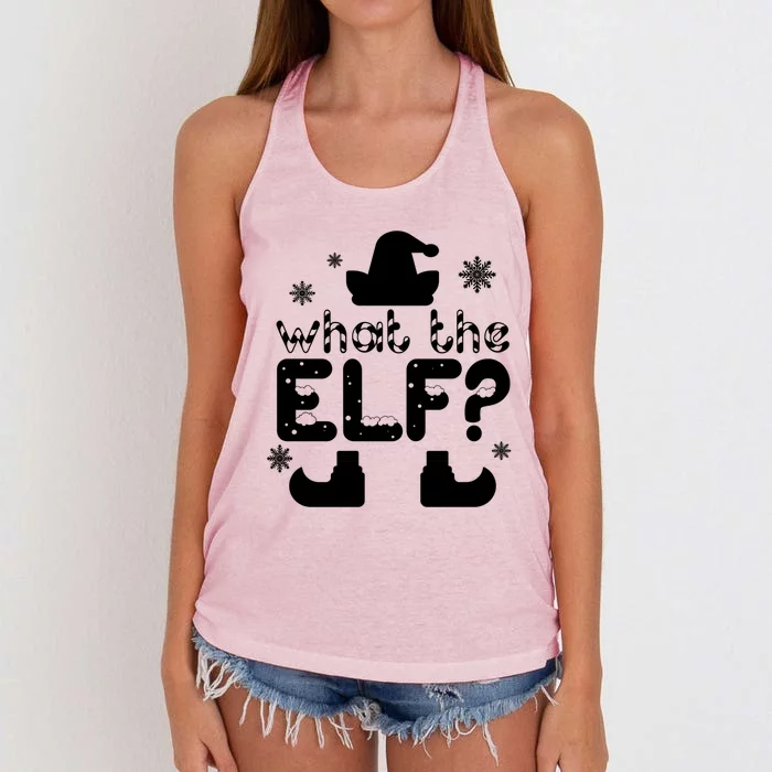 What The Elf Funny Christmas Gift Women's Knotted Racerback Tank