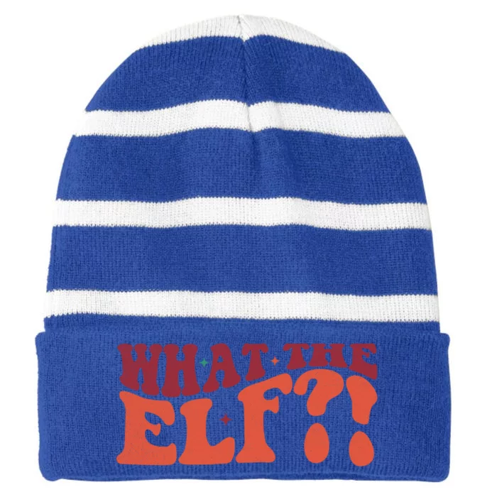 What The Elf Funny Holiday Christmas Gift Striped Beanie with Solid Band