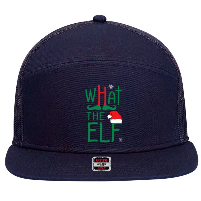 What The Elf Funny Ugly Christmas Xmas Gift 7 Panel Mesh Trucker Snapback Hat