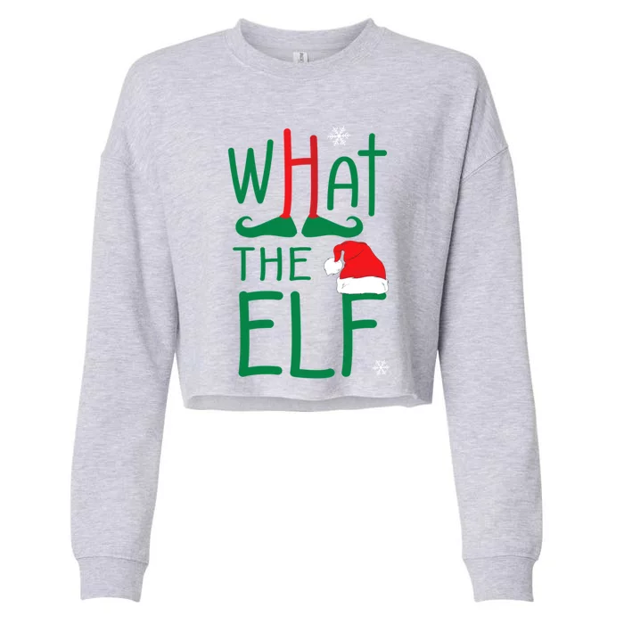 What The Elf Funny Ugly Christmas Xmas Gift Cropped Pullover Crew