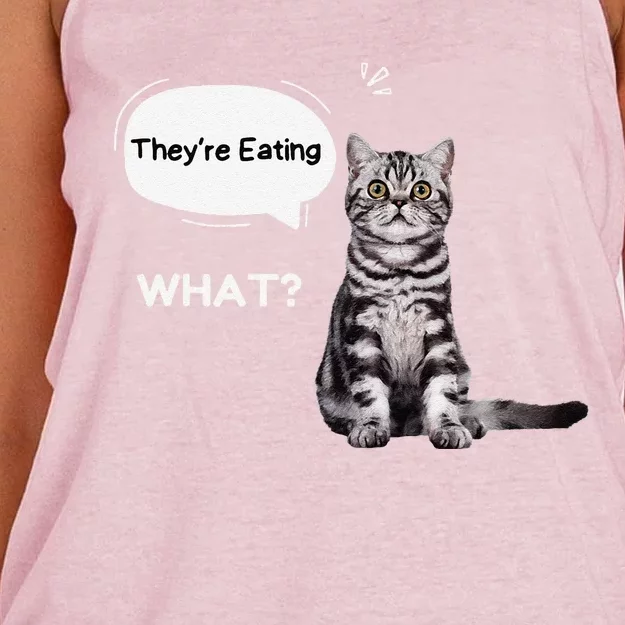 What They’Re Eating The Dogs They’Re Eating The Cats Pets Women's Knotted Racerback Tank