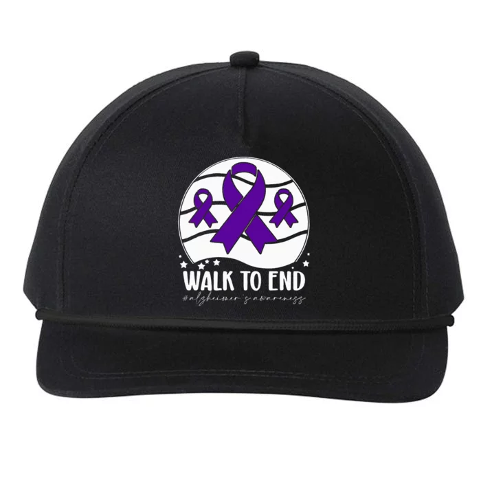 Walk To EndAlzheimer's Awareness ribbon Snapback Five-Panel Rope Hat