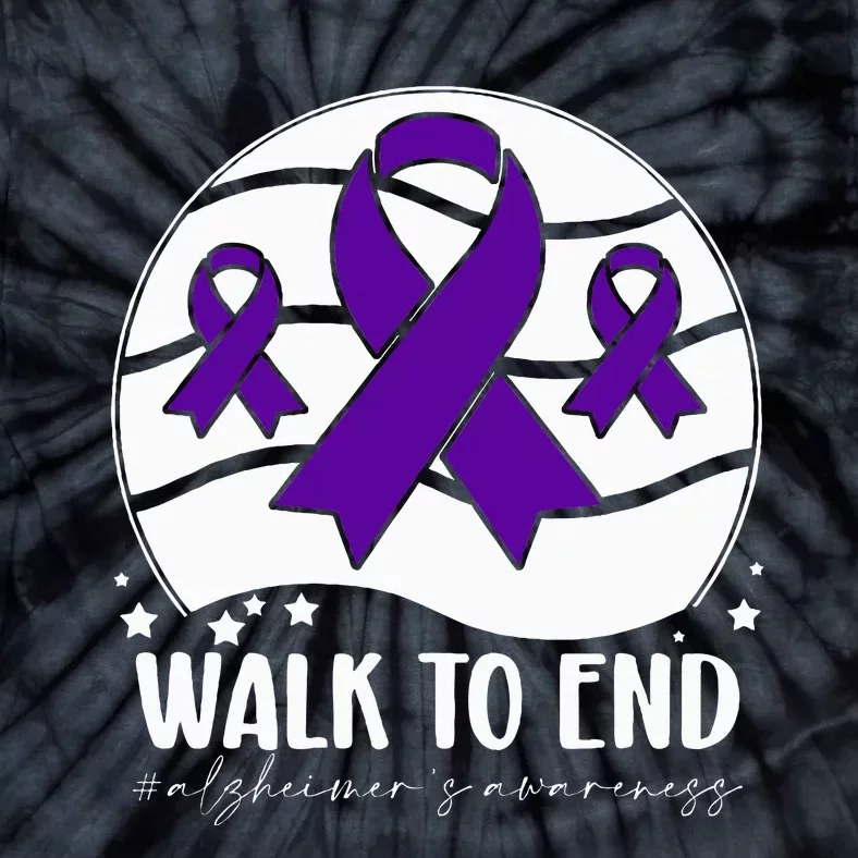 Walk To EndAlzheimer's Awareness ribbon Tie-Dye T-Shirt