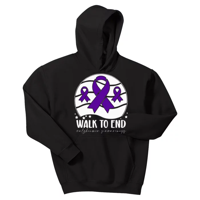 Walk To EndAlzheimer's Awareness ribbon Kids Hoodie