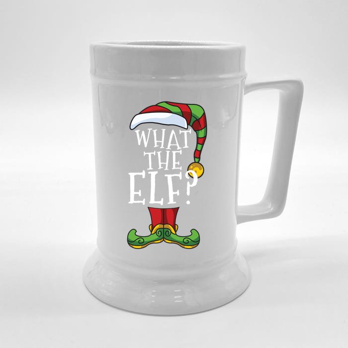 What The Elf? Family Matching Christmas Group Gift Pajama Cool Gift Front & Back Beer Stein