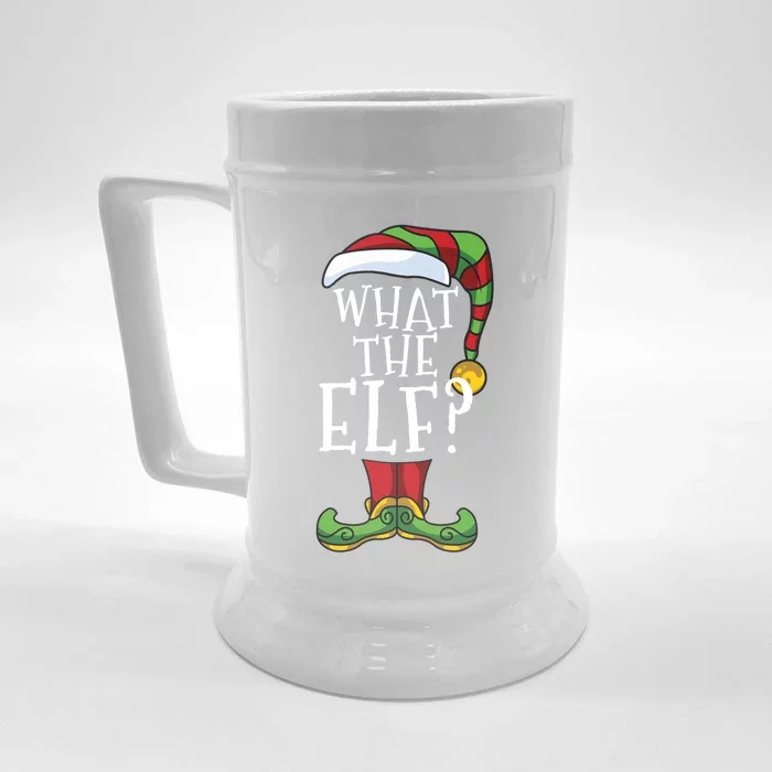 What The Elf? Family Matching Christmas Group Gift Pajama Cool Gift Front & Back Beer Stein