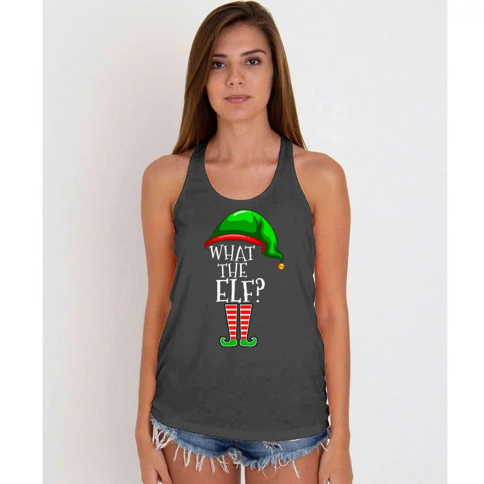 What The Elf Group Matching Family Christmas Women's Knotted Racerback Tank