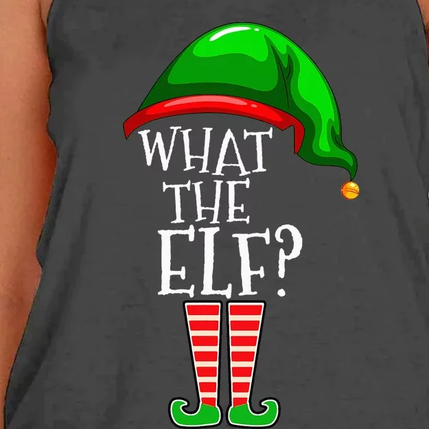 What The Elf Group Matching Family Christmas Women's Knotted Racerback Tank