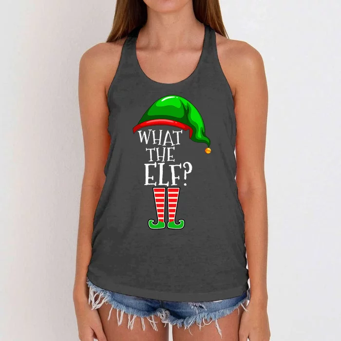 What The Elf Group Matching Family Christmas Women's Knotted Racerback Tank