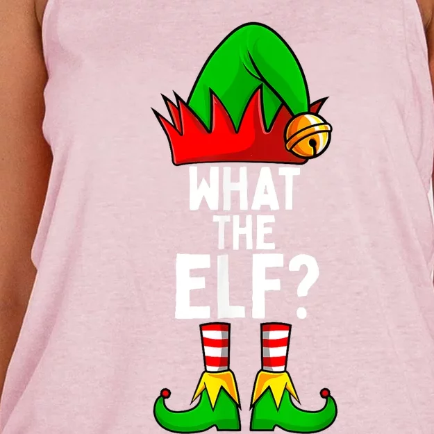 What The Elf Matching Family Christmas Women's Knotted Racerback Tank