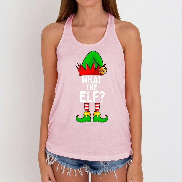 What The Elf Matching Family Christmas Women's Knotted Racerback Tank