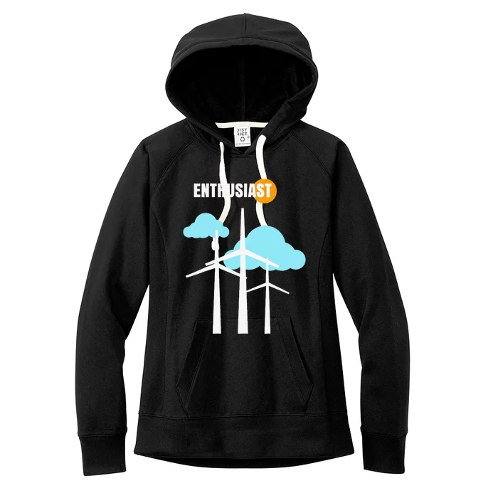 Wind Turbine Enthusiast Renewable Energy Environment Women's Fleece Hoodie