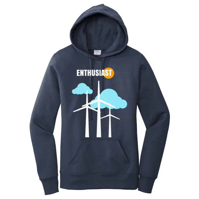 Wind Turbine Enthusiast Renewable Energy Environment Women's Pullover Hoodie