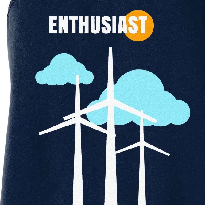 Wind Turbine Enthusiast Renewable Energy Environment Women's Racerback Tank