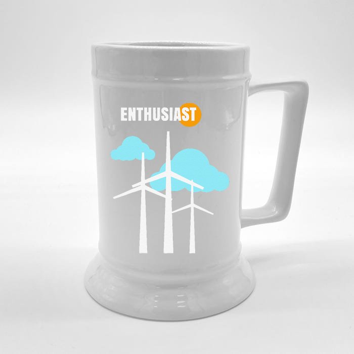 Wind Turbine Enthusiast Renewable Energy Environment Front & Back Beer Stein