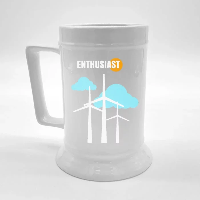 Wind Turbine Enthusiast Renewable Energy Environment Front & Back Beer Stein