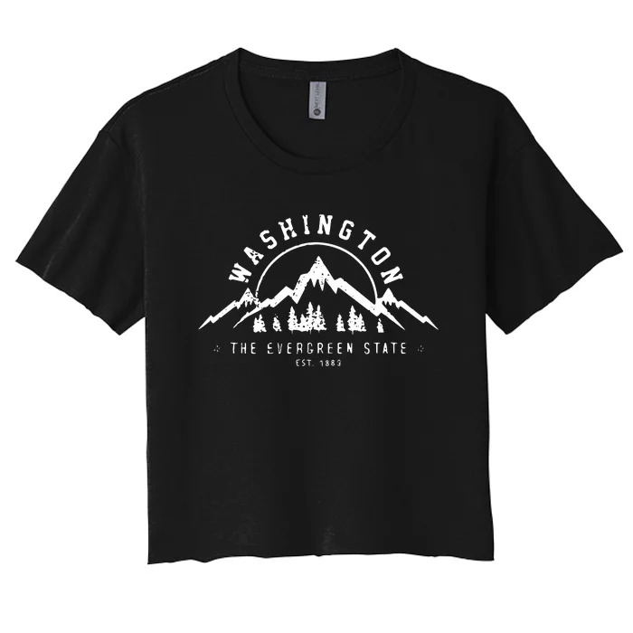 Washington The Evergreen State Nature Mountains Outdoor Gift Hoodie Women's Crop Top Tee