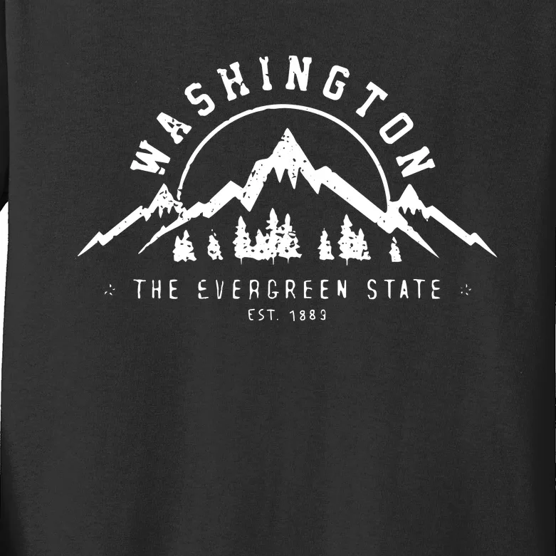 Washington The Evergreen State Nature Mountains Outdoor Gift Hoodie Kids Long Sleeve Shirt