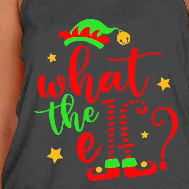 What The Elf Christmas Pajama Xmas Holiday Girl Funny Women's Knotted Racerback Tank