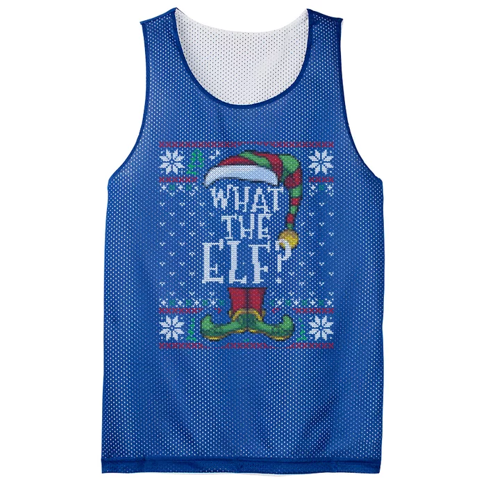 What The Elf Family Christmas Matching Ugly Sweater Pajama Funny Gift Mesh Reversible Basketball Jersey Tank