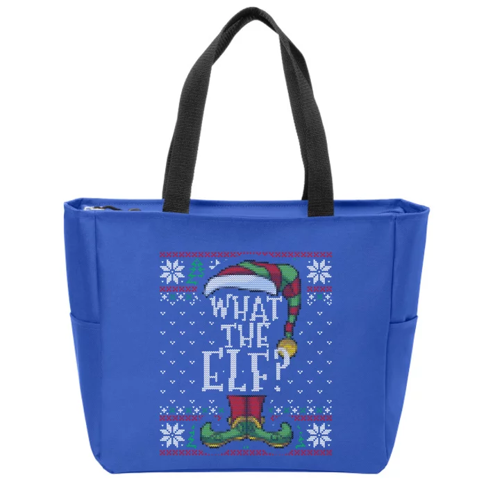 What The Elf Family Christmas Matching Ugly Sweater Pajama Funny Gift Zip Tote Bag