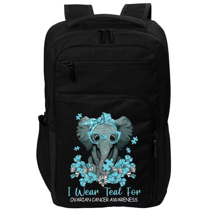 Women Teal Elephant I Wear Teal For Ovarian Cancer Awareness Impact Tech Backpack