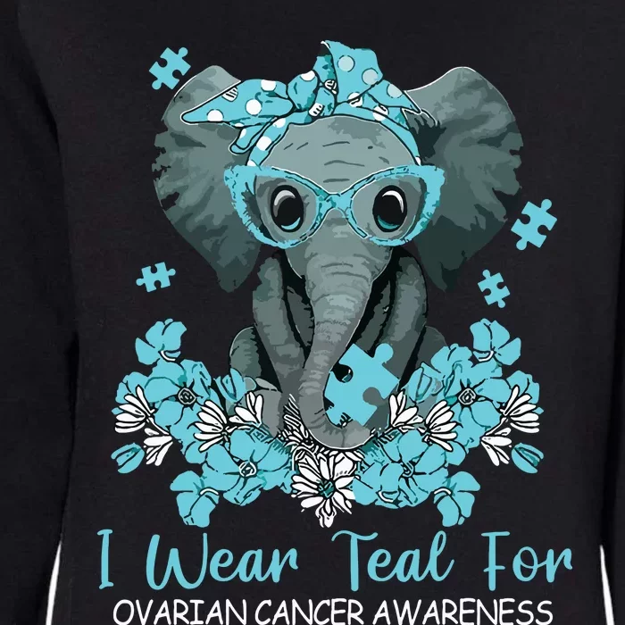 Women Teal Elephant I Wear Teal For Ovarian Cancer Awareness Womens California Wash Sweatshirt