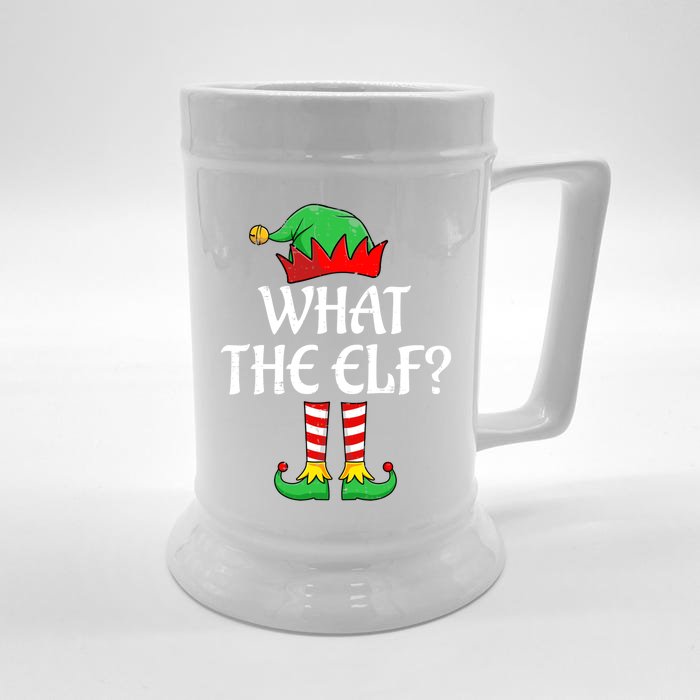 What The Elf Matching Family Christmas Gift Front & Back Beer Stein