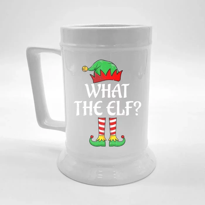 What The Elf Matching Family Christmas Gift Front & Back Beer Stein