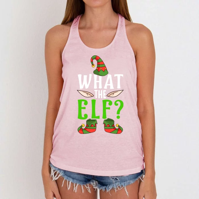 What The Elf Funny Ears No Swearing Christmas Meaningful Gift Women's Knotted Racerback Tank