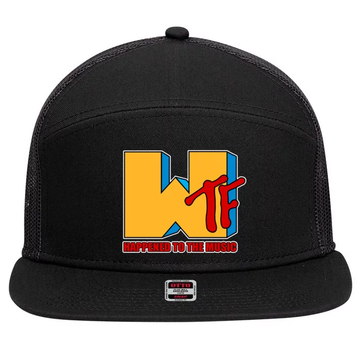 WTF Happened To The Music Funny 7 Panel Mesh Trucker Snapback Hat