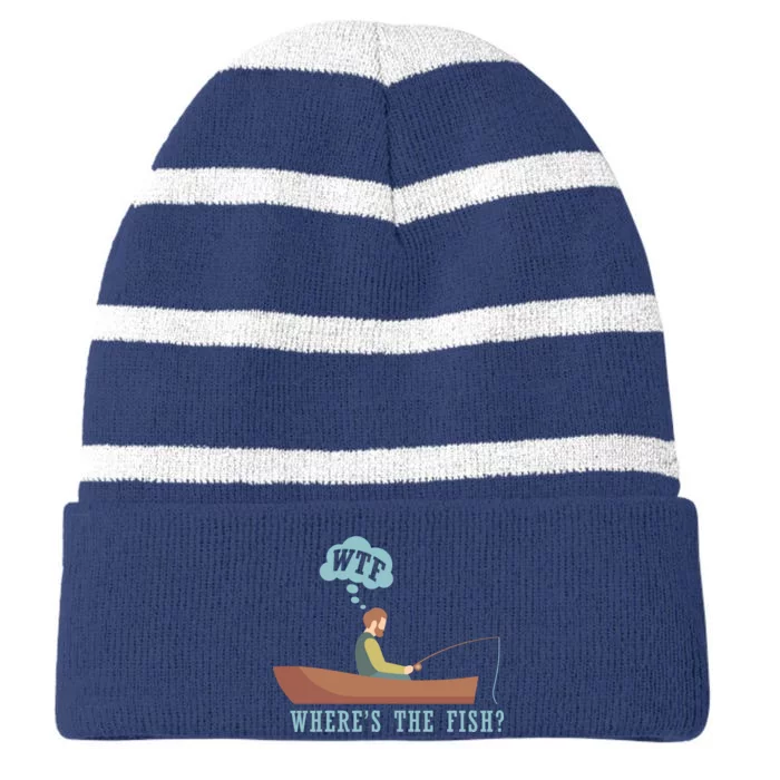 WTF Where The Fish Striped Beanie with Solid Band