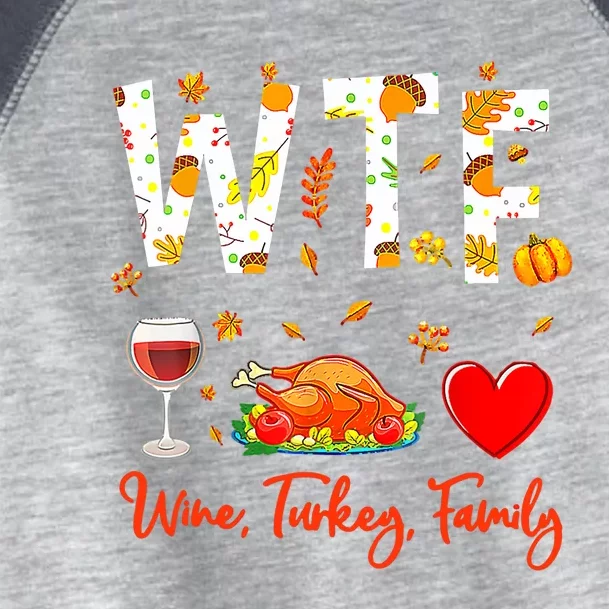 Wine Turkey Family Shirt WTF Funny Thanksgiving Gift Shirt Toddler Fine Jersey T-Shirt