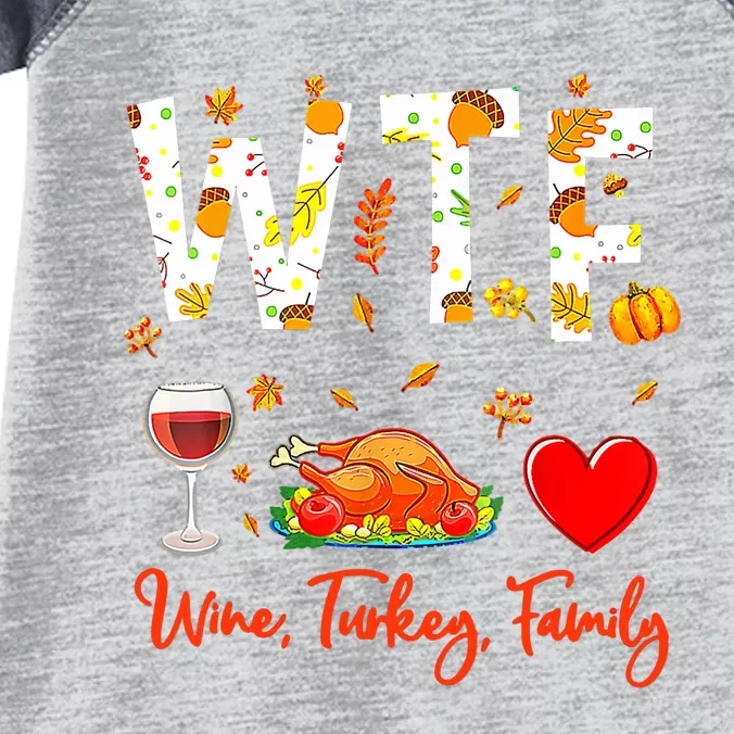 Wine Turkey Family Shirt WTF Funny Thanksgiving Gift Shirt Infant Baby Jersey Bodysuit