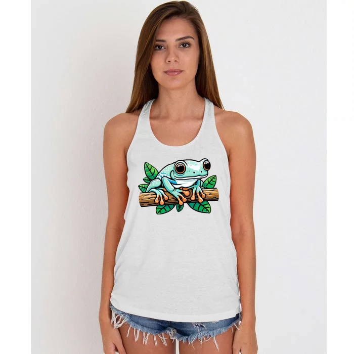 Whites Tree Frog Lover Australian Green Tree Frog Women's Knotted Racerback Tank